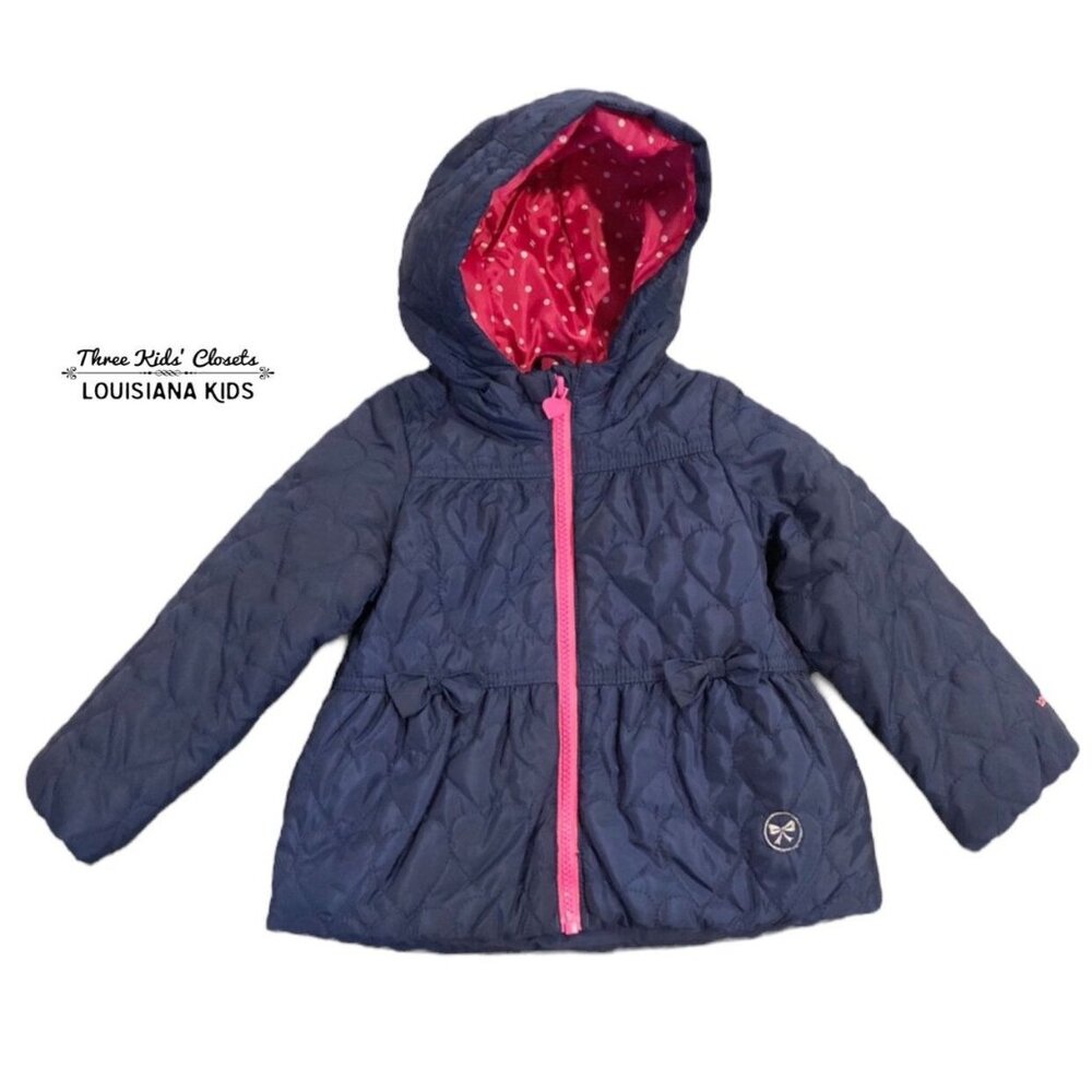 London Fog 24m Navy & Pink Hooded Jacket
